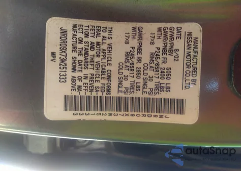 2003 Infiniti Qx4 Luxury z USA, uszkodzony, nr VIN JNRDR09X73W251333